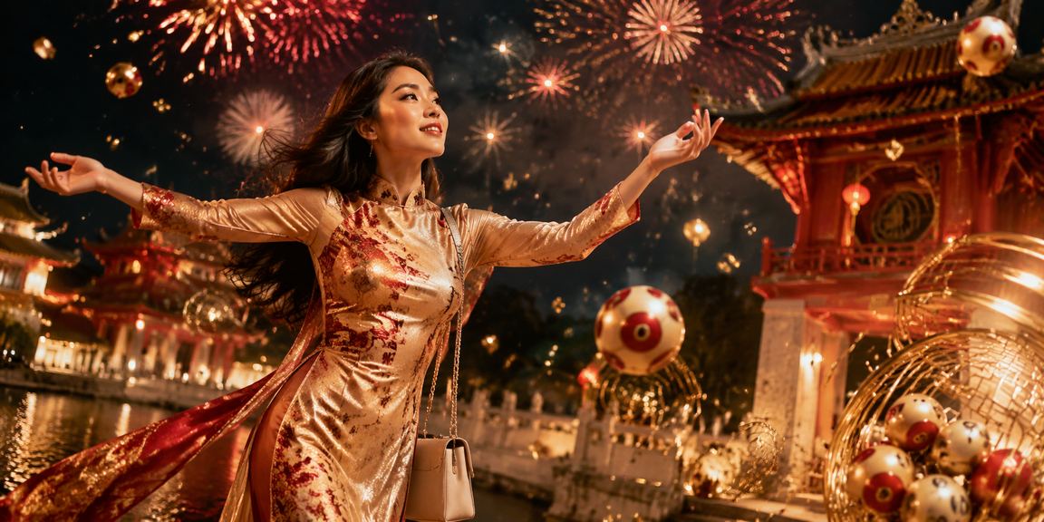 Phụ nữ Hà Nội trong trang phục áo dài xem kết quả xổ số